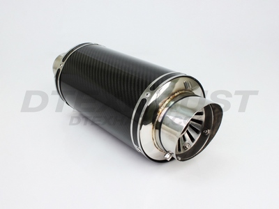 5.00 ROUND BLACK CARBON FIBER W/ ADJUSTABLE SILENCER