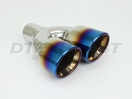 DUAL 3.50 DOUBLE WALL STAGGERED ROLLED SLANT W/ BLUE FLAME DRIVER SIDE ID 2.25